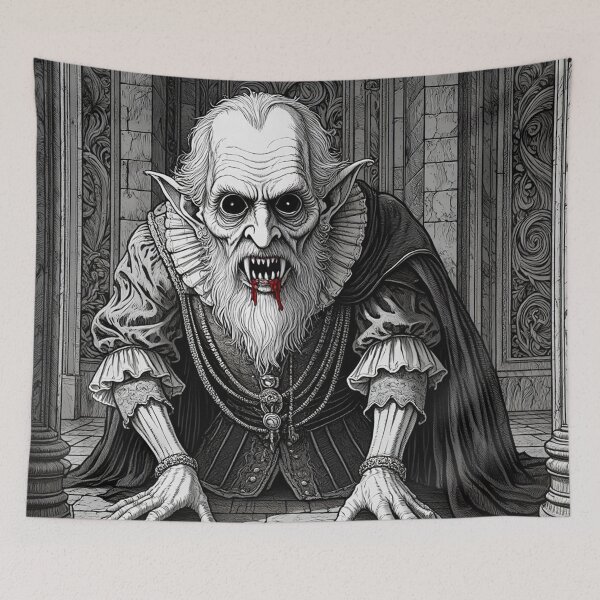 Item preview, blood soaked horrific Evil vampire lord of death staring at you designed and sold by Vintage Designs +.