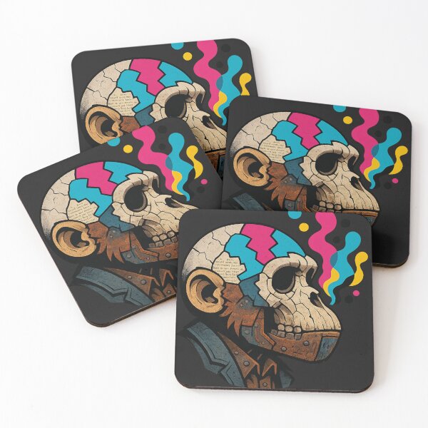 Item preview, Monkey Thinker – Cracked Skull & Digital Spirit Flow designed and sold by VIBE CRAFT STUDIO.