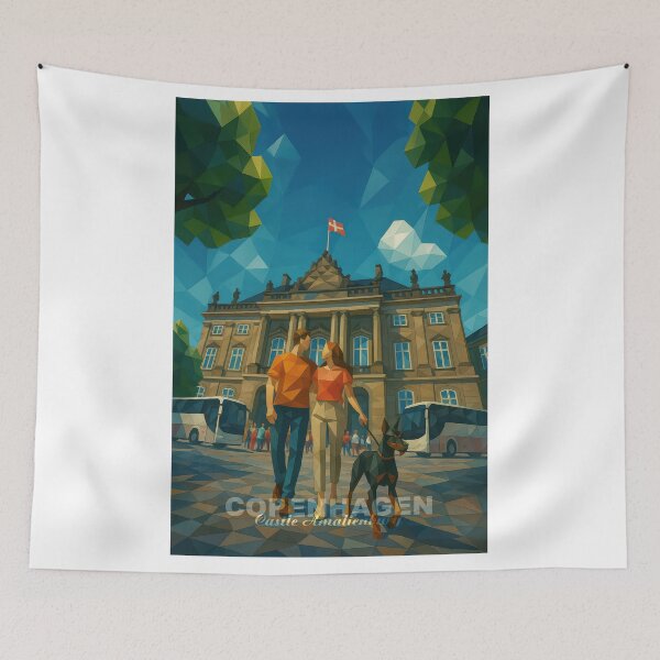 Item preview, Copy of Copenhagen AMALIENBURG PALACE – Dignity Squared (Pop Art Travel Poster and Greeting Card) designed and sold by Earth Celebration Designs.