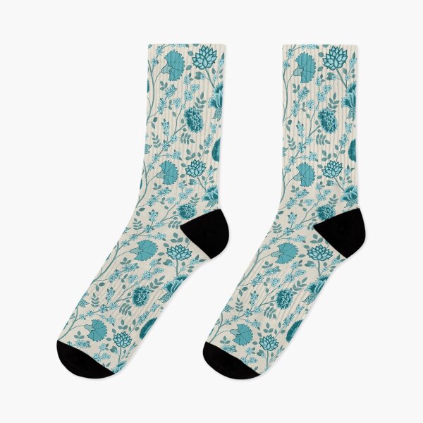 Item preview, Jacobean Floral Pattern Teals on Cream designed and sold by NataliePaskell.