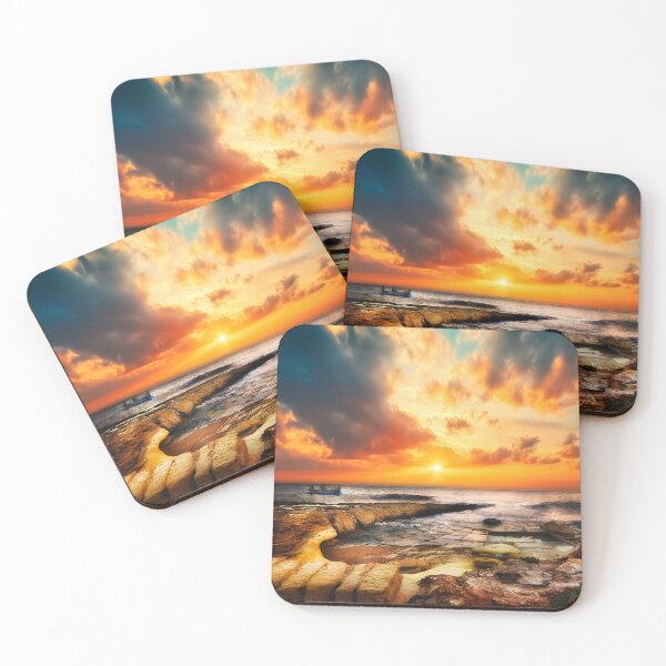 Item preview, Saltpans and rocky beach at sunrise - Malta landscape photo designed and sold by TheArtistOf2022.