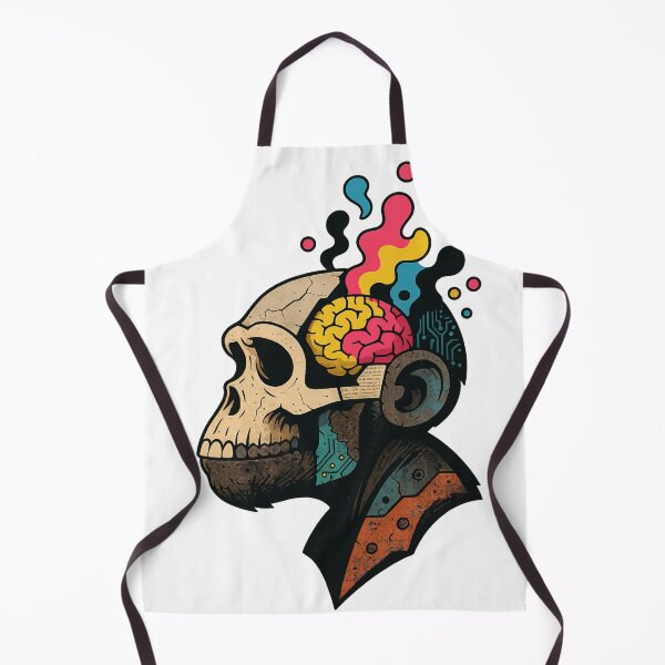 Item preview, Monkey Thinker – Neon Brain, Digital Skull, Eternal Thought designed and sold by VIBE CRAFT STUDIO.