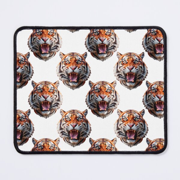 Item preview, Tiger Head Pattern On White Background designed and sold by PatternTitan.