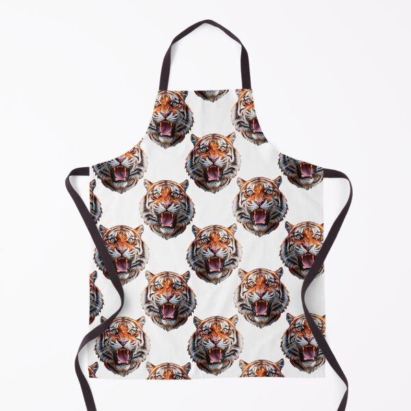 Item preview, Tiger Head Pattern On White Background designed and sold by PatternTitan.