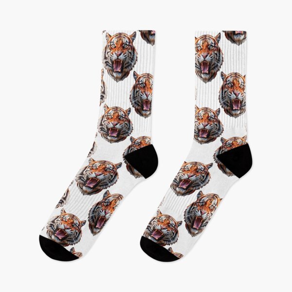 Item preview, Tiger Head Pattern On White Background  designed and sold by PatternTitan.
