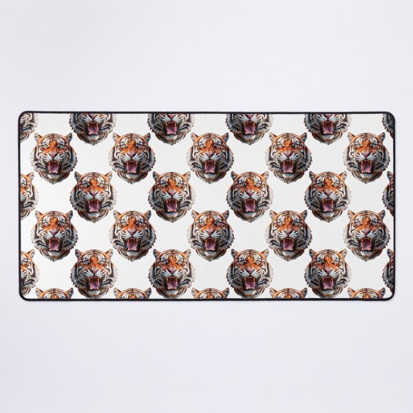 Item preview, Tiger Head Pattern On White Background designed and sold by PatternTitan.
