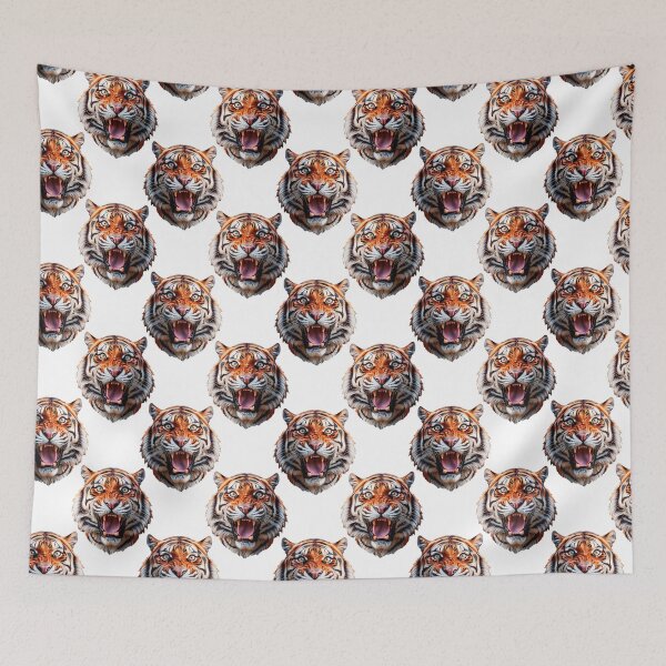 Item preview, Tiger Head Pattern On White Background  designed and sold by PatternTitan.