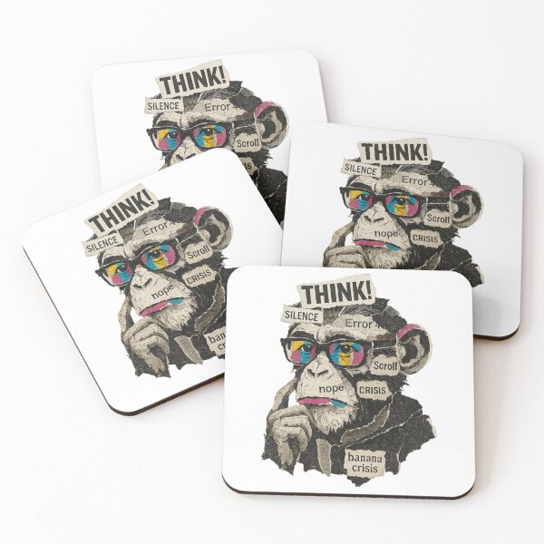 Item preview, Monkey Thinker – Banana Crisis and Digital Overload designed and sold by VIBE CRAFT STUDIO.