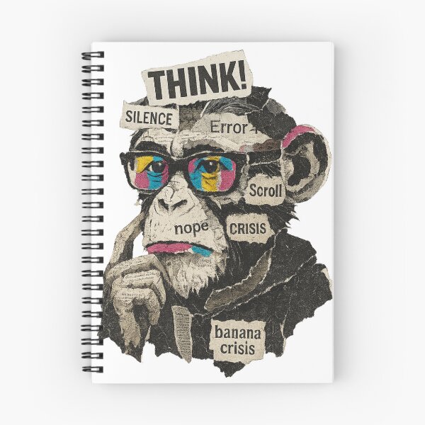 Item preview, Monkey Thinker – Banana Crisis and Digital Overload designed and sold by VIBE CRAFT STUDIO.