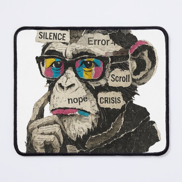 Item preview, Monkey Thinker – Banana Crisis and Digital Overload designed and sold by VIBE CRAFT STUDIO.