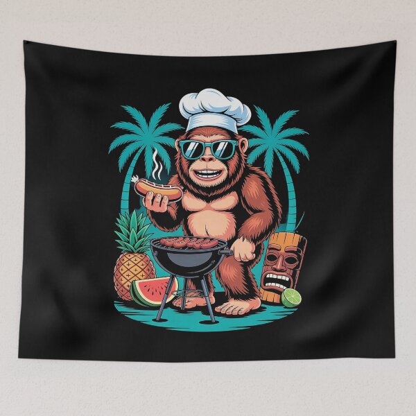 Item preview, Funny BBQ Monkey Summer Tropical  designed and sold by JerdbordinShop.