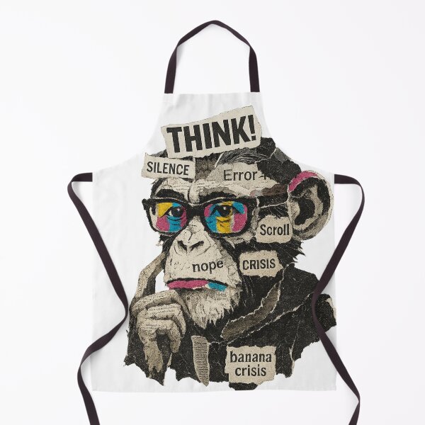 Item preview, Monkey Thinker – Banana Crisis and Digital Overload designed and sold by VIBE CRAFT STUDIO.
