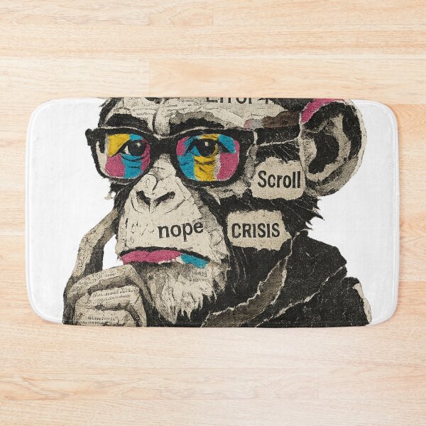 Item preview, Monkey Thinker – Banana Crisis and Digital Overload designed and sold by VIBE CRAFT STUDIO.