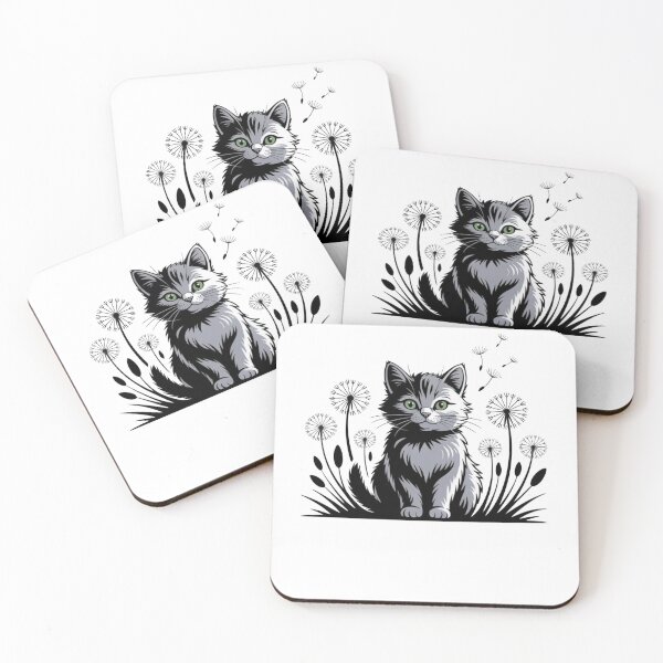 Item preview, Cat in Garden Dandelion Lovers Retro Style Puffy Gardener Flowers designed and sold by Cr320.
