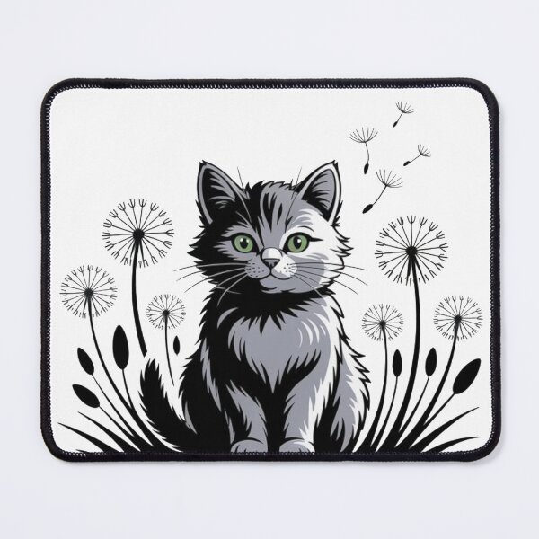 Item preview, Cat in Garden Dandelion Lovers Retro Style Puffy Gardener Flowers designed and sold by Cr320.