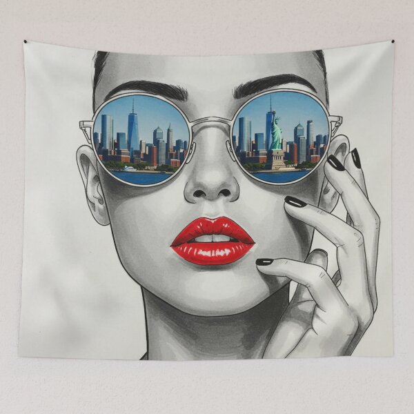 Item preview, New York City Chic - Woman with NYC Skyline Sunglasses designed and sold by PhotiniaART.