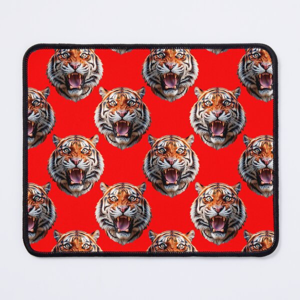 Item preview, Tiger Head Pattern On Red Background designed and sold by PatternTitan.