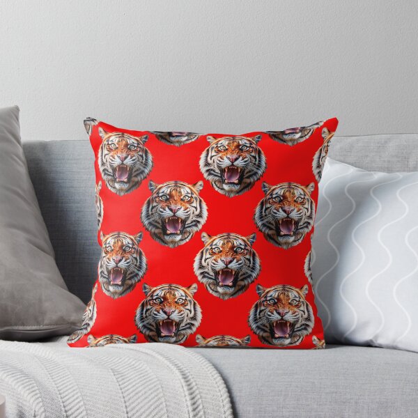 Item preview, Tiger Head Pattern On Red Background  designed and sold by PatternTitan.