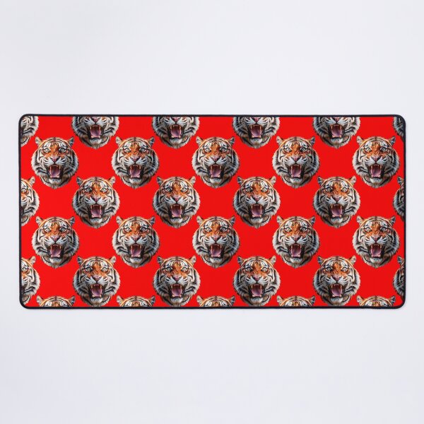 Item preview, Tiger Head Pattern On Red Background designed and sold by PatternTitan.