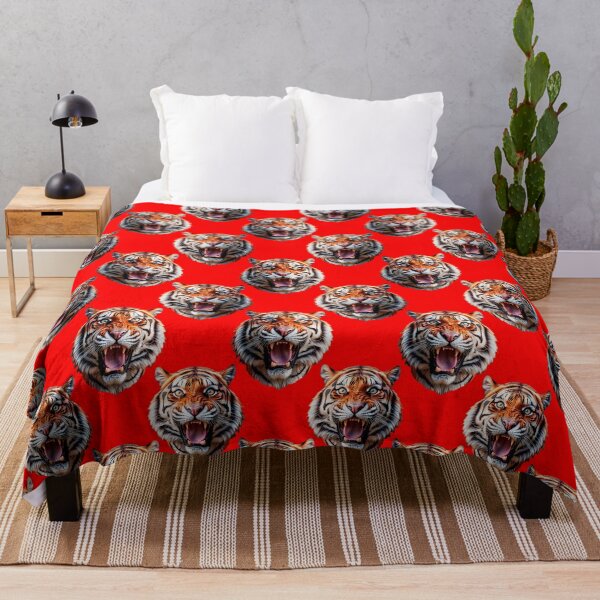 Item preview, Tiger Head Pattern On Red Background  designed and sold by PatternTitan.