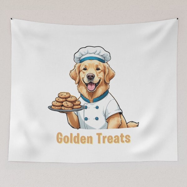 Item preview, Funny Golden Retriever Portrait – Comic Baker Gift – Goofy Dog & Cat Owner Gifts – Humor Pet Lover Design designed and sold by KoraTalks.