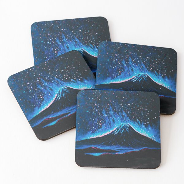 Item preview, The pink star Starry Night of fuji mountain in dark blue designed and sold by MerryCrown.
