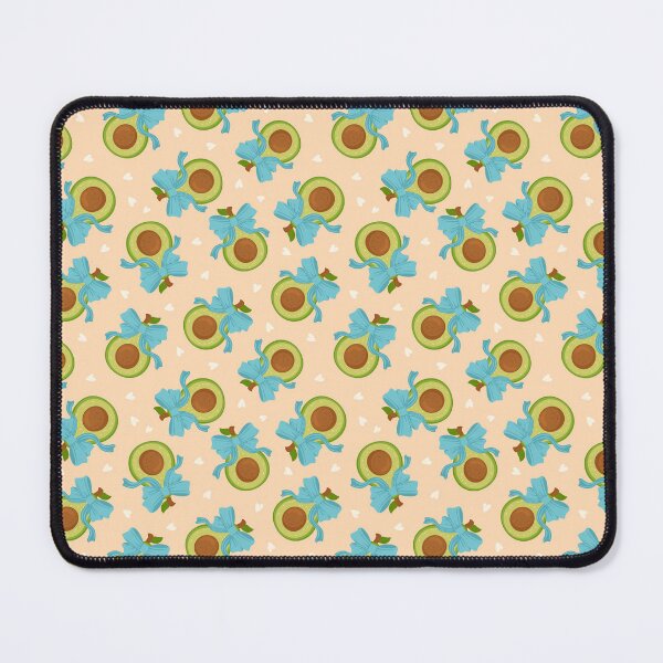 Item preview, cute avocados and coquette bows on cream beige scattered hearts background pattern designed and sold by artgeige.