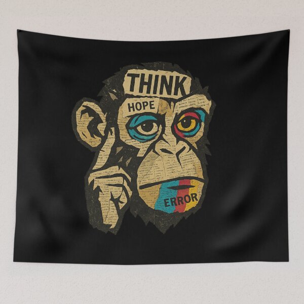 Item preview, Monkey Thinker – Torn Between Hope and Error designed and sold by VIBE CRAFT STUDIO.