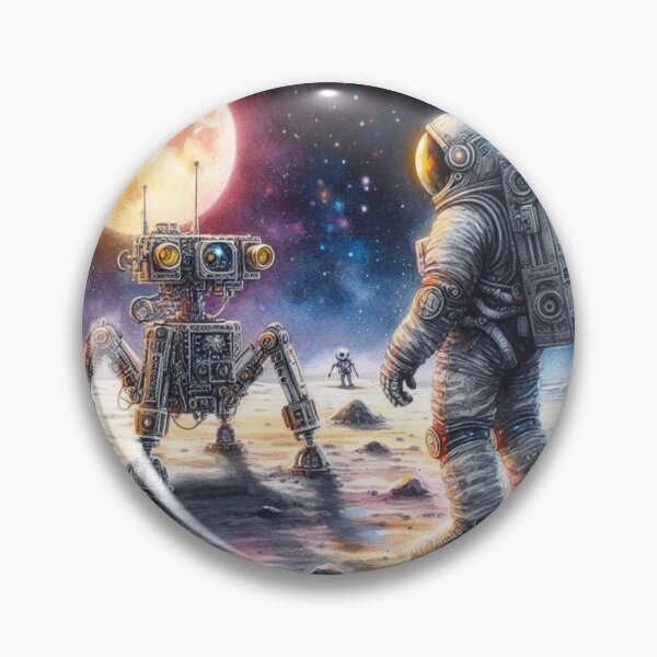 Artikelvorschau, Astronaut und Roboter im Weltraum entworfen und verkauft von Dogandesighn.