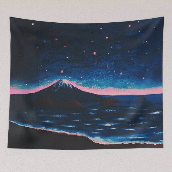 Item preview, The Starry Night of sea and fuji mountain view (pink) designed and sold by MerryCrown.