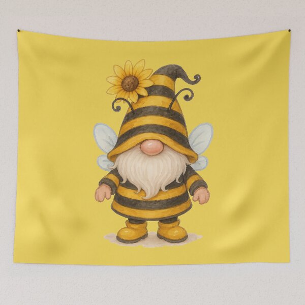 Item preview, Cute Bee Gnome with Sunflower Wings Spring Garden Design	 designed and sold by Victor Shadehorn.