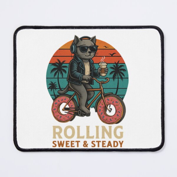 Item preview, Rolling Sweet & Steady | Funny Cycling Cat Coffee Shirt | Cute Cat Coffee Rider | Cool Cat Biker Retro T-Shirt Shirt |  designed and sold by armandooliveira.