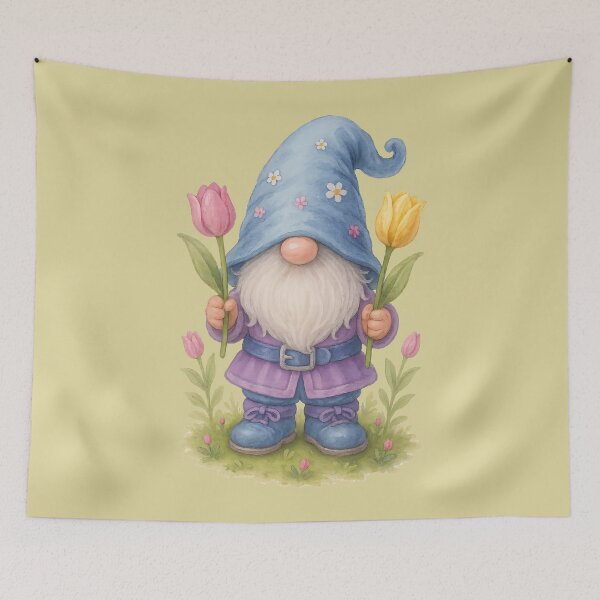 Item preview, Spring Gnome Holding Tulips Cute Garden Floral Design	 designed and sold by Victor Shadehorn.