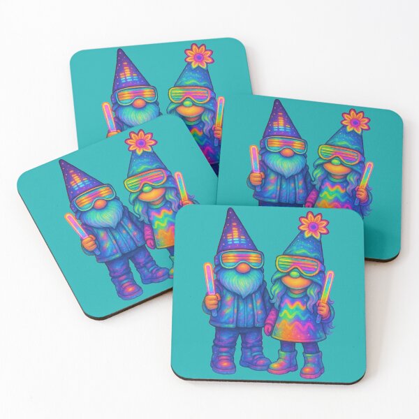 Item preview, Rave Gnome Couple with Glow Sticks and Neon Party Outfits Design	 designed and sold by Victor Shadehorn.