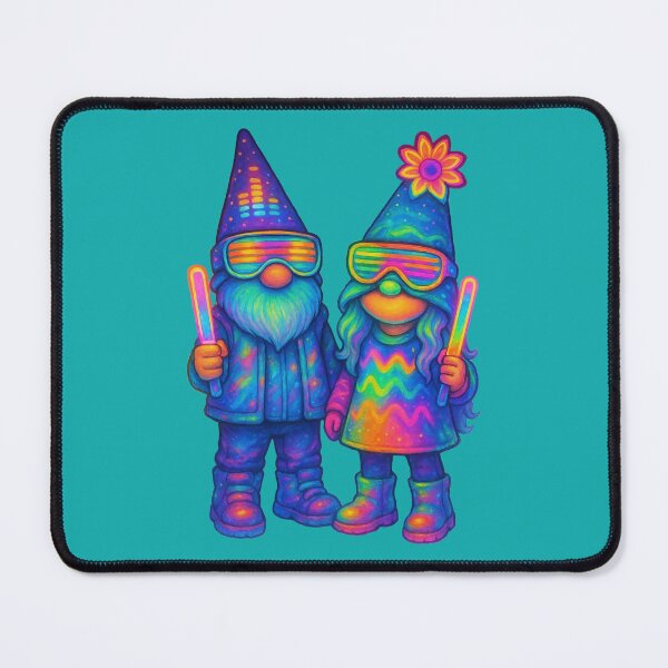 Item preview, Rave Gnome Couple with Glow Sticks and Neon Party Outfits Design designed and sold by Victor Shadehorn.