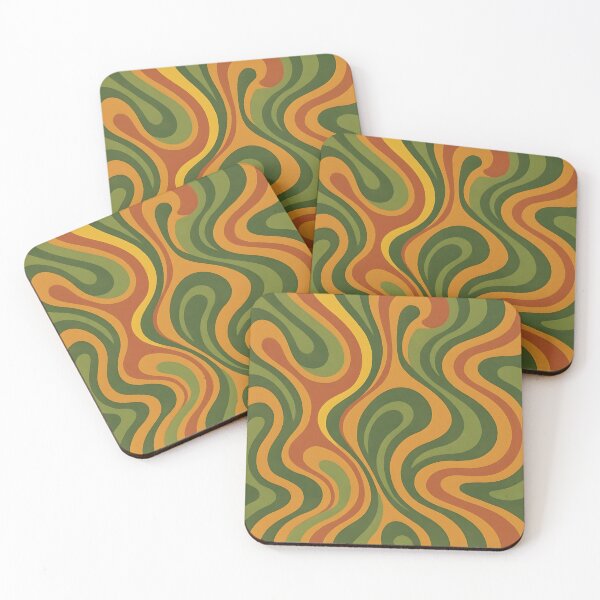 Item preview, Retro 70s Groovy Pattern | Psychedelic Swirls in Avocado Green & Burnt Orange for Nostalgic Decor & Apparel designed and sold by WAUZ.