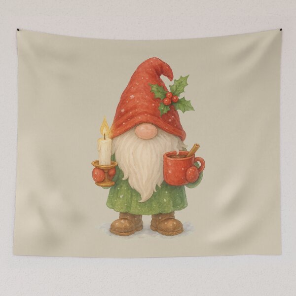 Item preview, Christmas Gnome with Candle and Cocoa Holiday Winter Design	 designed and sold by Victor Shadehorn.