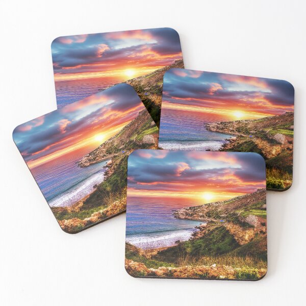 Item preview, Mellieha secluded beach at sunrise - Malta Landscape photo designed and sold by TheArtistOf2022.