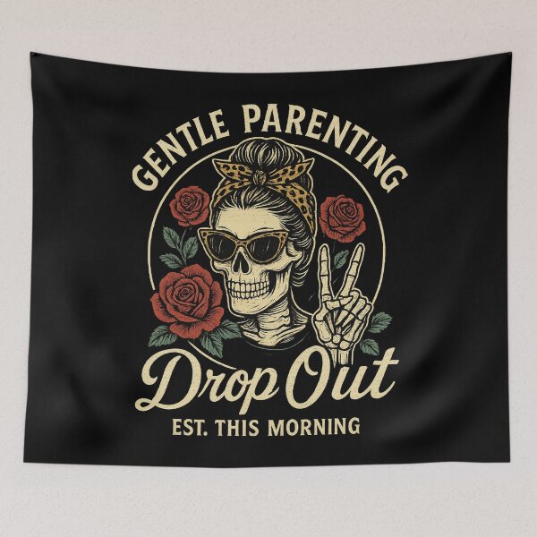 Item preview, Gentle Parenting Drop Out Funny Skeleton Mom Retro Design	 designed and sold by Victor Shadehorn.