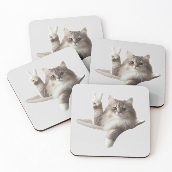 Item preview, Adorable Fluffy Cat Making a Peace Sign Gesture designed and sold by Cloud-Riders.