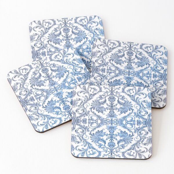 Item preview, Blue Hues Floral Baroque Filigree designed and sold by OvidiumArt.