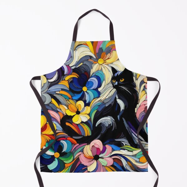 Item preview, Black Cat Surrounded by Colorful Flowers – Bold Floral Feline Painting designed and sold by Keirnyx.