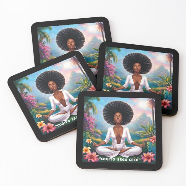 Item preview, Cogito ergo creo_black woman in meditation_white designed and sold by Primalidentity.