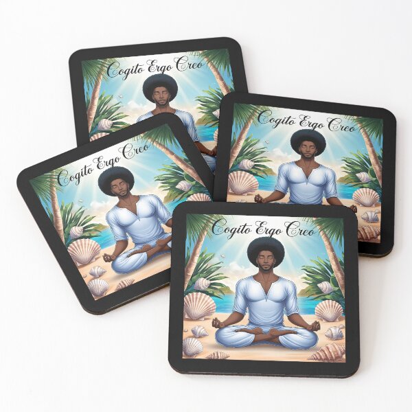 Item preview, Cogito ergo creo_black man in meditation_white designed and sold by Primalidentity.