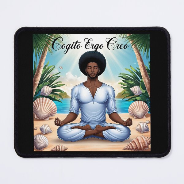 Item preview, Cogito ergo creo_black man in meditation_white designed and sold by Primalidentity.