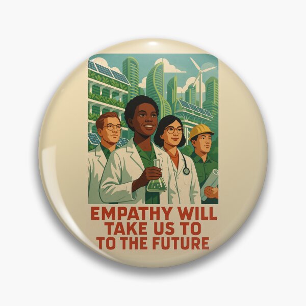 Item preview, Empathy Will Take Us to the Future – Solarpunk &  Retro Futurism Poster designed and sold by DPS Phase Stickers.