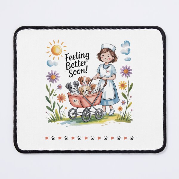 Item preview, Get Well Soon Nurse with Puppies and Flowers designed and sold by Giuggimade.
