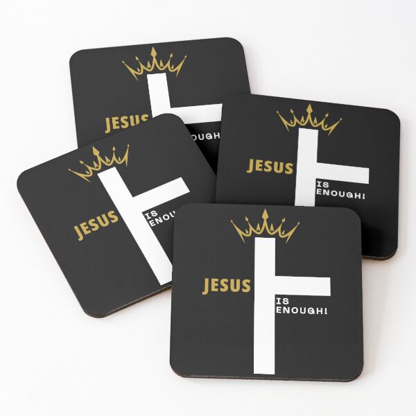 Item preview, Jesus Is Enough – Bold Cross and Crown Christian Design -  (GOLD/BLACK) designed and sold by Christian1iving.