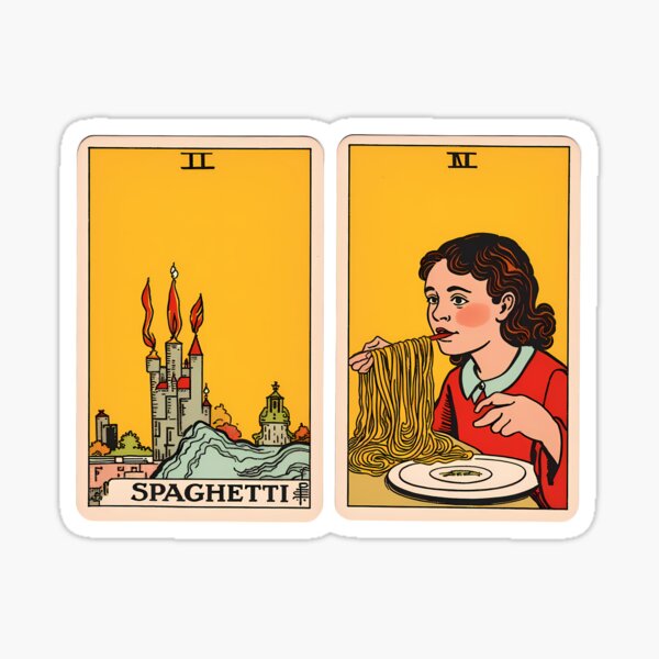Item preview, Spaghetti Tarot Card: Mystical Castle & Whimsical Pasta Adventure designed and sold by Atombrag.