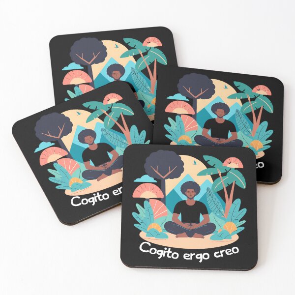 Item preview, Cogito ergo creo_black man in meditation_illustration_clear text designed and sold by Primalidentity.